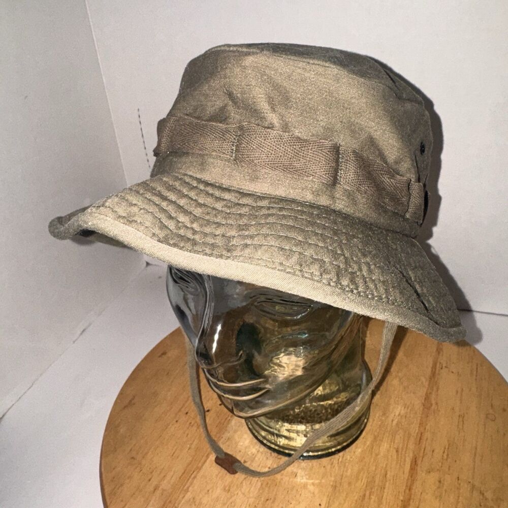 Vintage USA Made Olive Boonie Hat Bush Safari Military Style Large Cotton